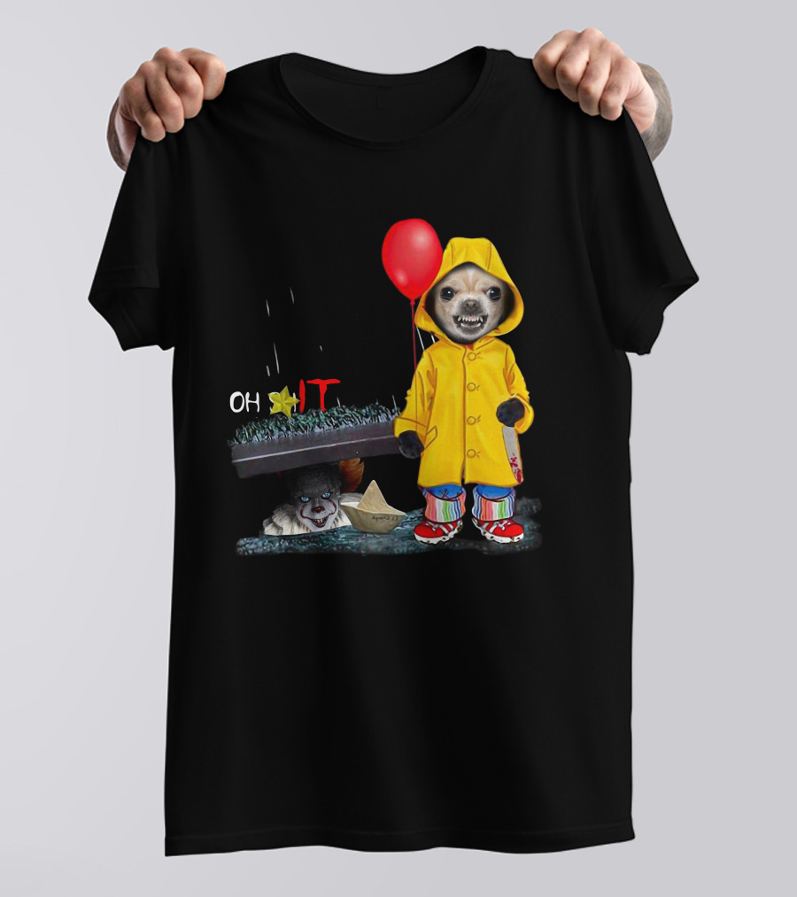 Oh ★IT ChihuahuaDs Raincoat Red Balloon Pennywise Sewers T-Shirt