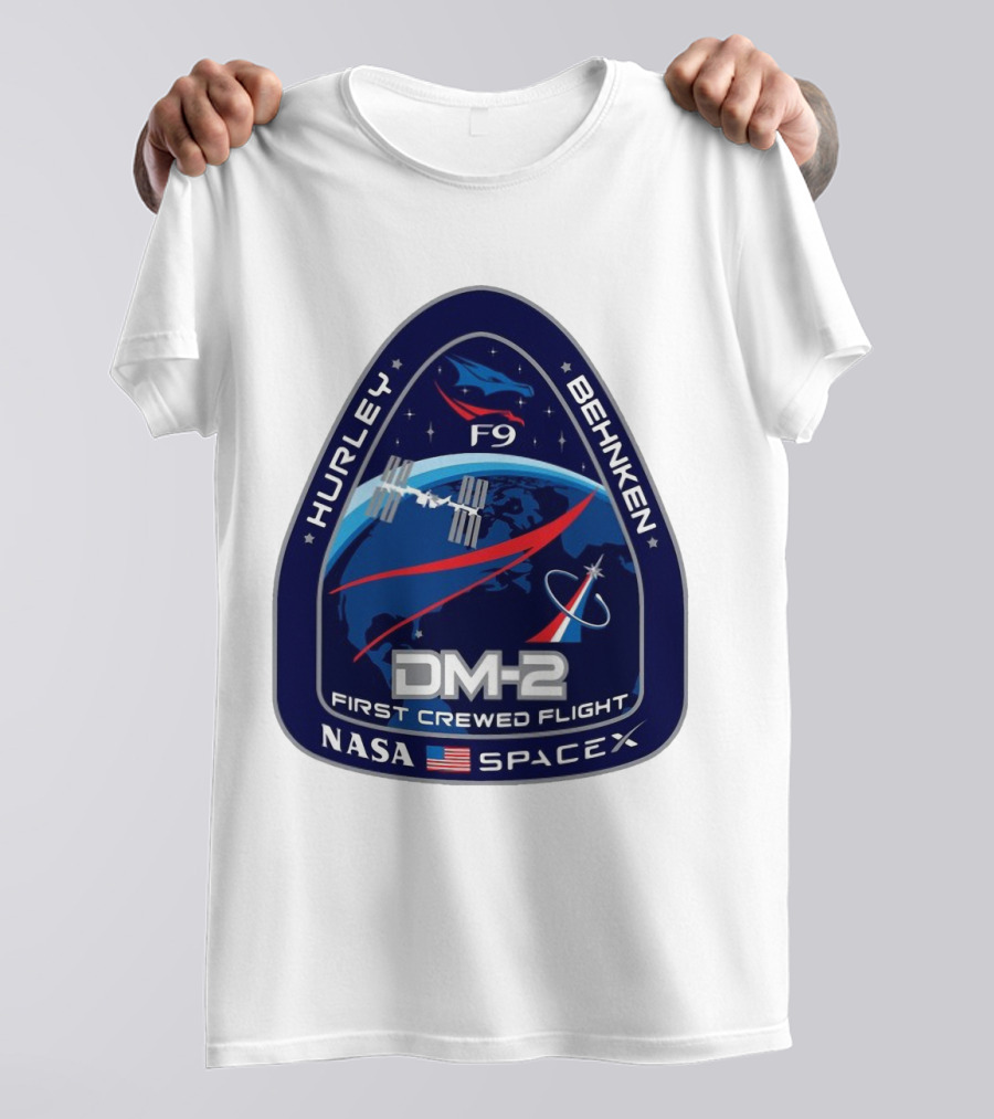 Nasa Spacex DM-2 Hurley Behnken First Crewed Flight F9 Badge T-Shirt