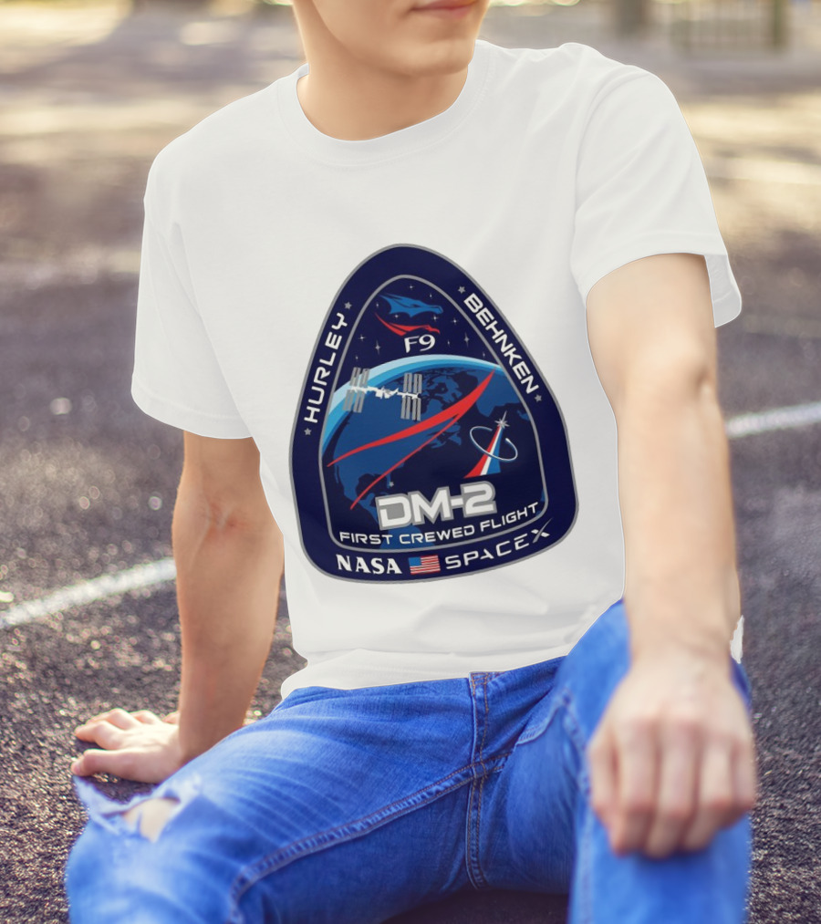 Nasa Spacex DM-2 Hurley Behnken First Crewed Flight F9 Badge T-Shirt