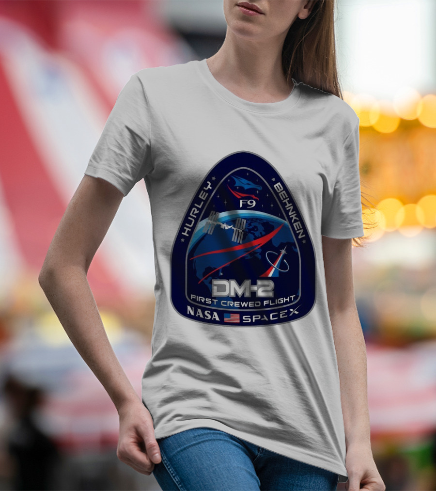 Nasa Spacex DM-2 Hurley Behnken First Crewed Flight F9 Badge T-Shirt