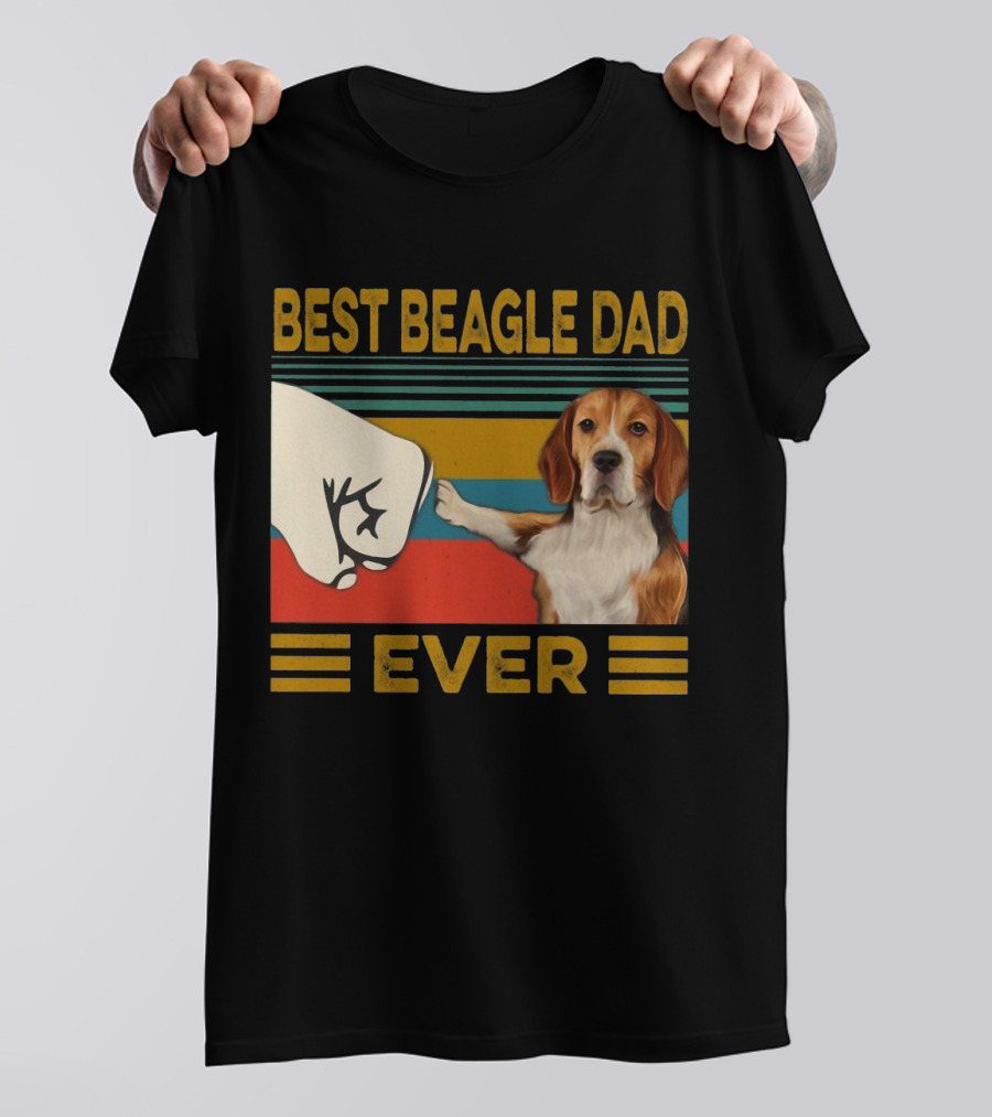 Best Beagle Dad Ever Retro Fist Bump With Beagle T-Shirt