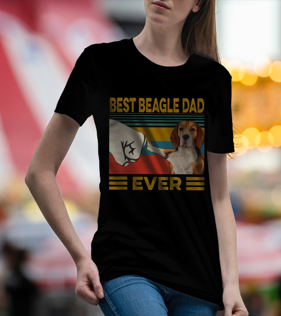 Best Beagle Dad Ever Retro Fist Bump With Beagle T-Shirt