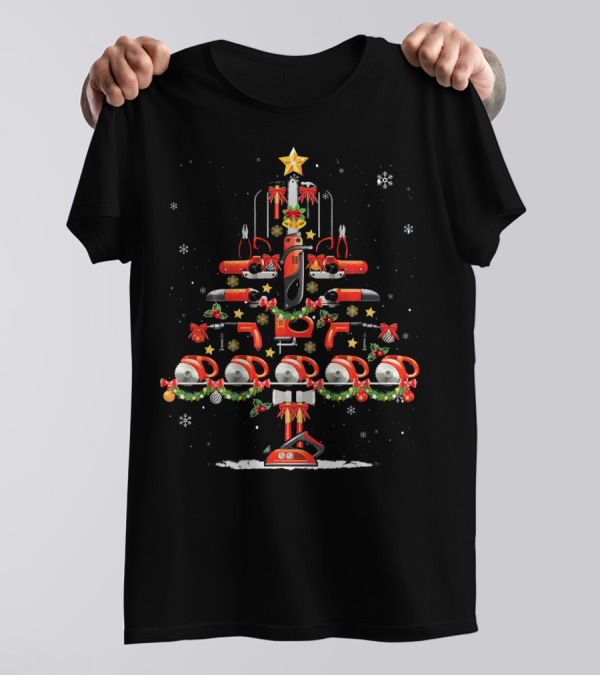 Christmas Tree Made Of Carpenter Tools T-Shirt