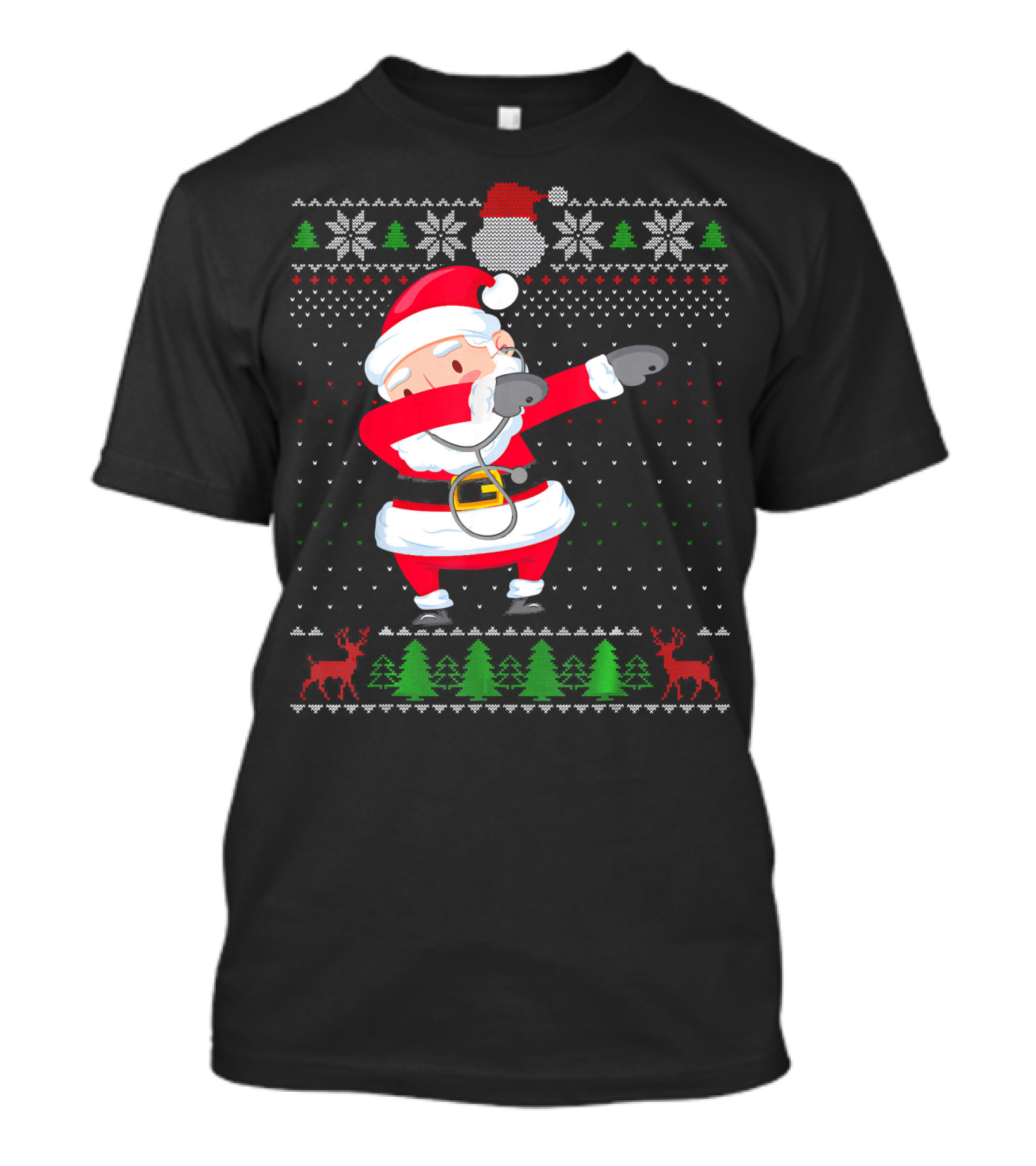 Doctor Nurse Dabbing Santa Ugly Christmas T-Shirt