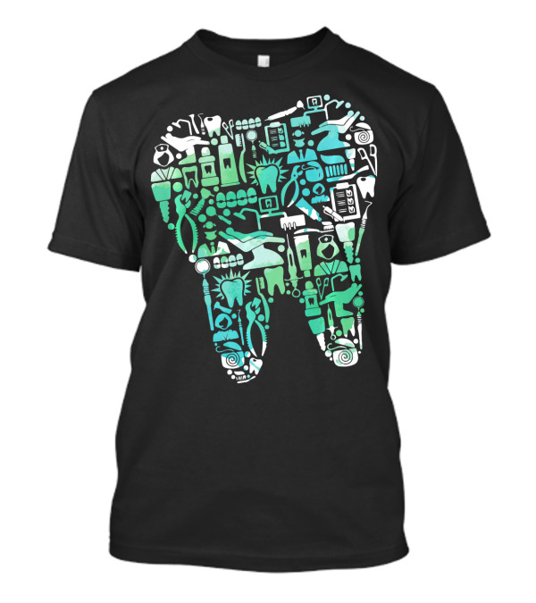 Dentist Tooth Word Cloud Dental Icons Tooth Doctor T-Shirt
