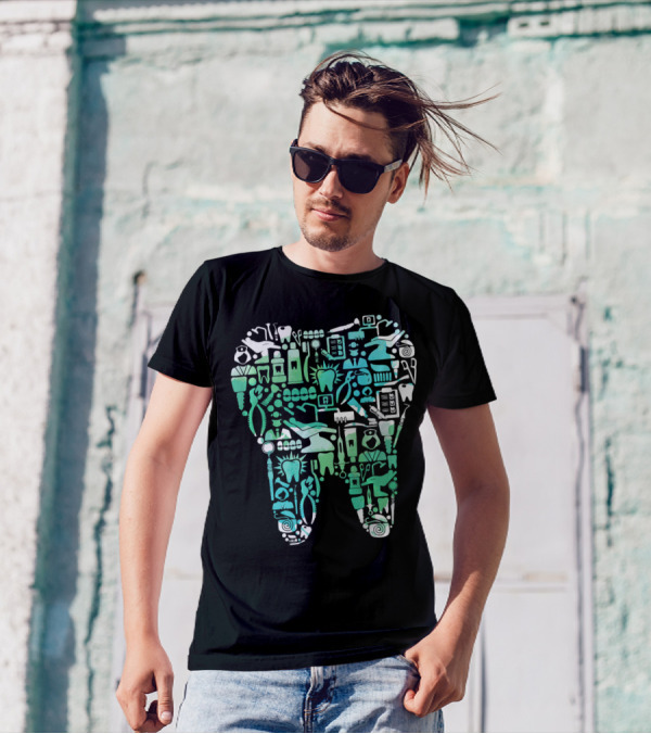 Dentist Tooth Word Cloud Dental Icons Tooth Doctor T-Shirt