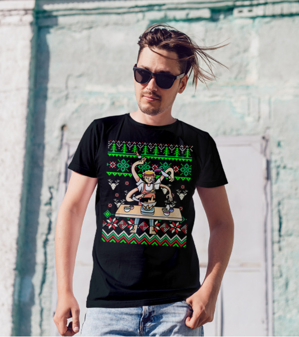 Chef Ugly Christmas Sweater Cooking Festive T-Shirt