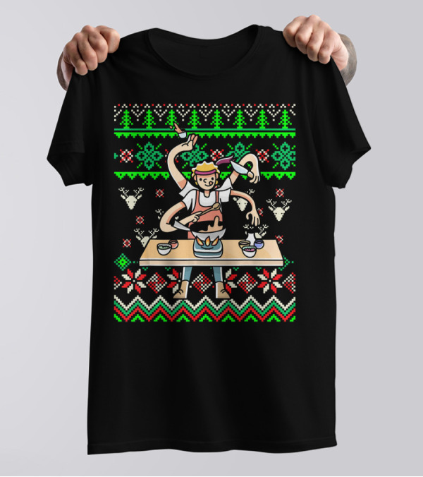 Chef Ugly Christmas Sweater Cooking Festive T-Shirt