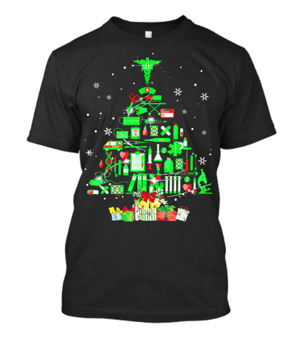 Nursing Christmas Tree With Medical Icons And Gifts T-Shirt