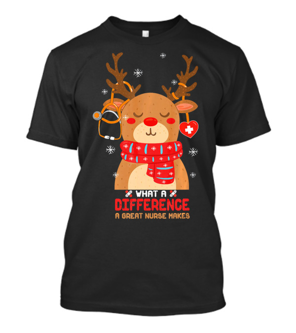 What A Difference A Great Nurse Makes Cute Reindeer Stethoscope T-Shirt