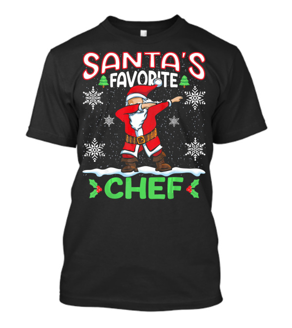 Santa's Favorite Chef Dab Christmas Snowflakes Trees T-Shirt