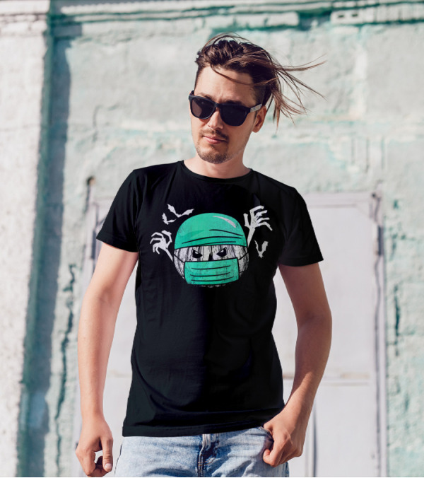 Doctor Pumpkin Mask With Bats And Claw Hands T-Shirt
