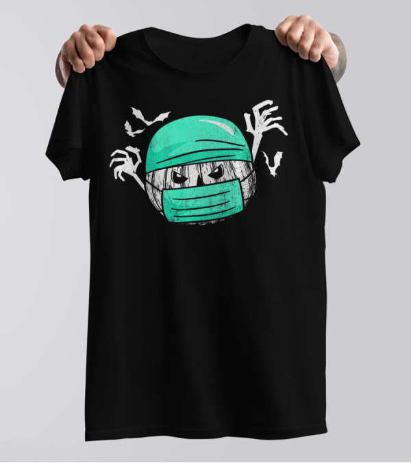 Doctor Pumpkin Mask With Bats And Claw Hands T-Shirt