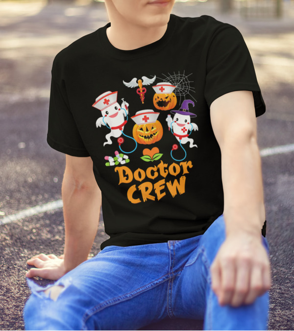 Doctor Crew Ghost Pumpkin Halloween Squad T-Shirt