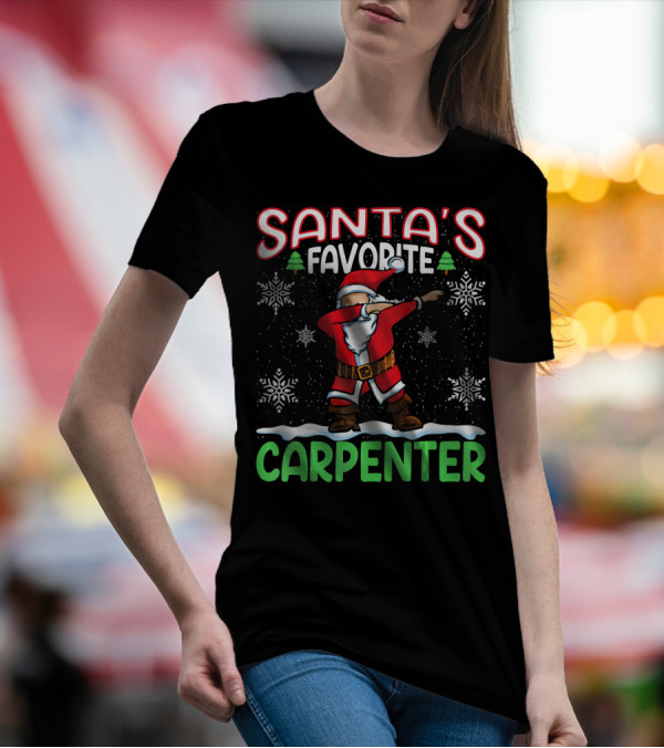 Santa's Favorite Carpenter Dabbing Christmas Snowflakes T-Shirt