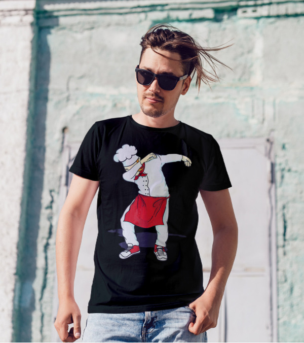 Funny Dabbing Hibachi Chef Cute Sous Chef In Red Apron And Sneakers T-Shirt