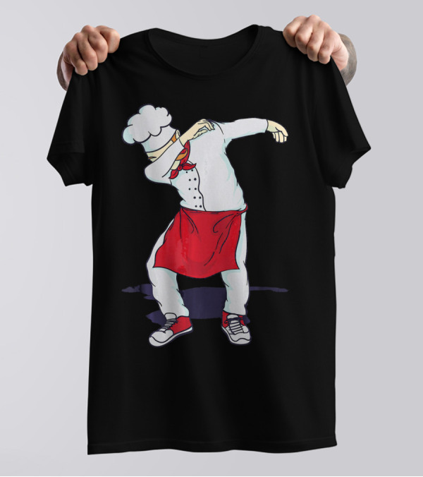 Funny Dabbing Hibachi Chef Cute Sous Chef In Red Apron And Sneakers T-Shirt