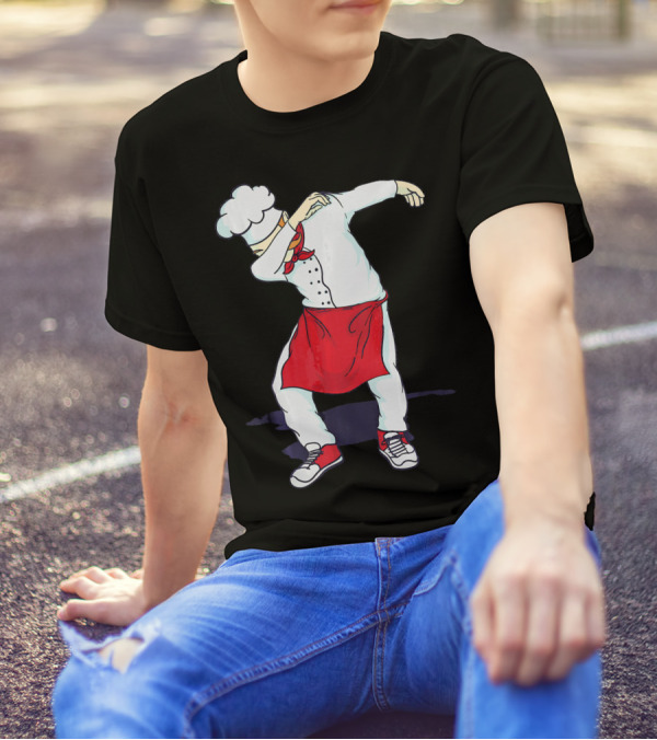 Funny Dabbing Hibachi Chef Cute Sous Chef In Red Apron And Sneakers T-Shirt