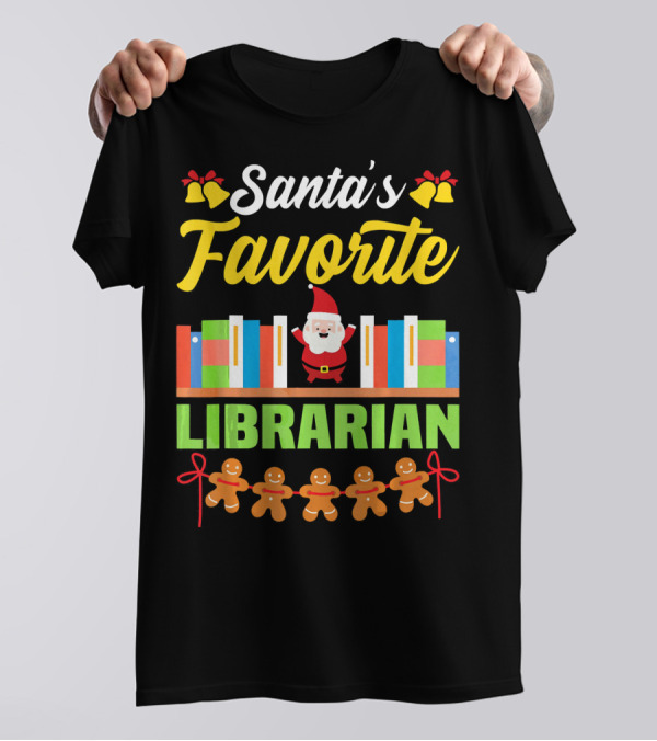 Santa's Favorite Librarian Christmas Books Gingerbread T-Shirt