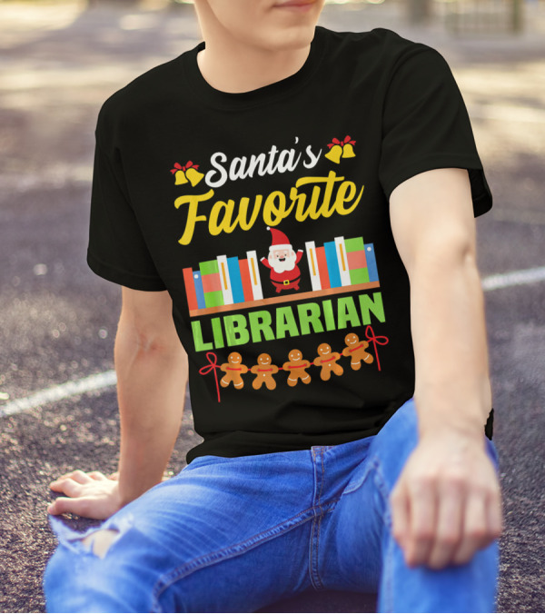 Santa's Favorite Librarian Christmas Books Gingerbread T-Shirt