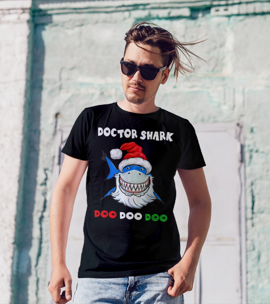 Doctor Shark Doo Doo Doo Christmas Santa Hat T-Shirt