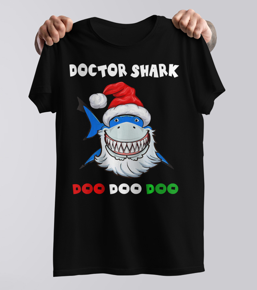 Doctor Shark Doo Doo Doo Christmas Santa Hat T-Shirt