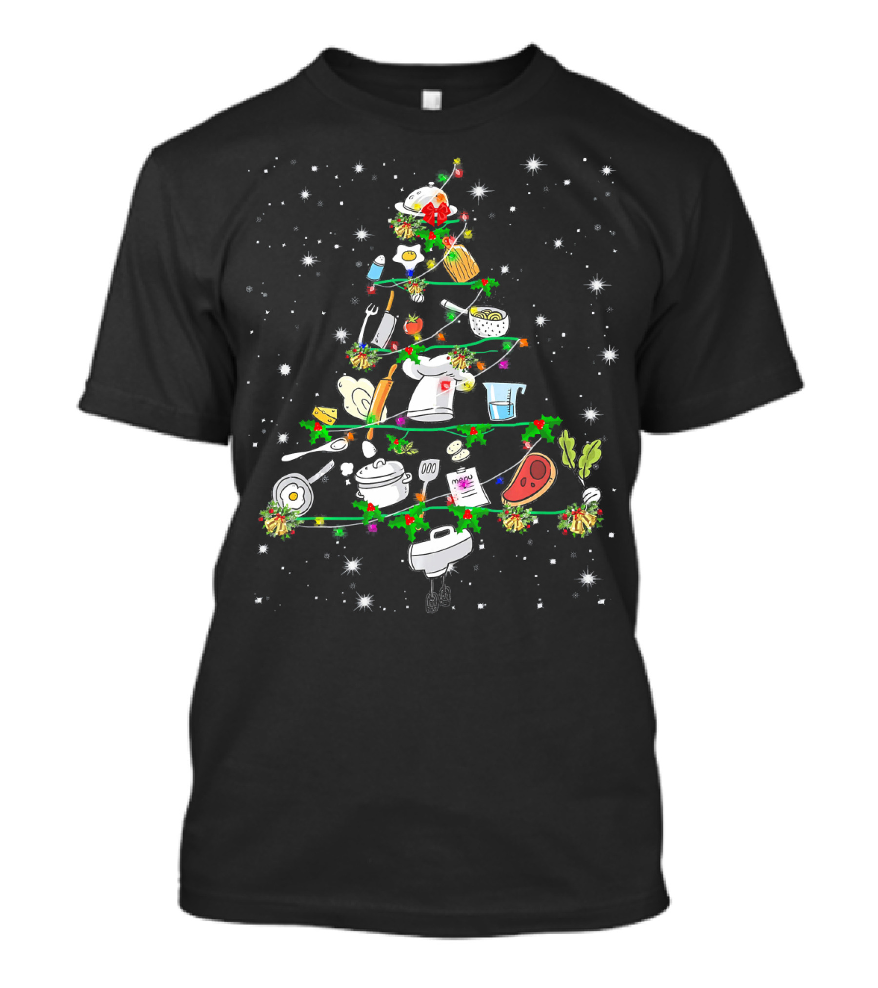 Funny Chef Christmas Tree Festive Cooking Utensil Ornaments T-Shirt
