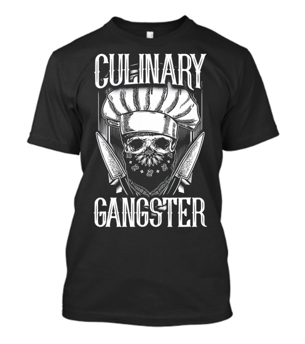 Culinary Gangster Skull With Chef Hat And Knives T-Shirt