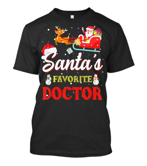 Santa's Sleigh Ride Favorite Doctor Snowflakes Reindeer T-Shirt