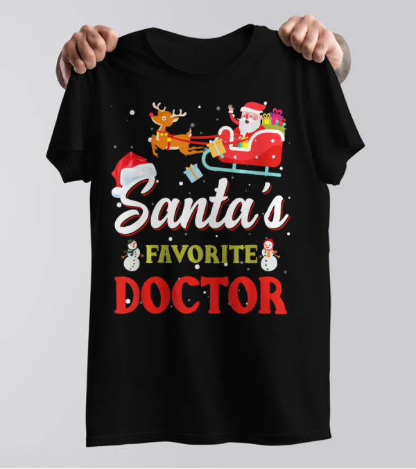 Santa's Sleigh Ride Favorite Doctor Snowflakes Reindeer T-Shirt
