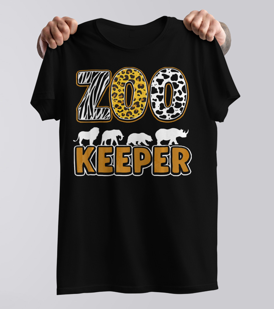 Zebra Leopard Print Zoo Keeper Lion Elephant Panda Rhino T-Shirt
