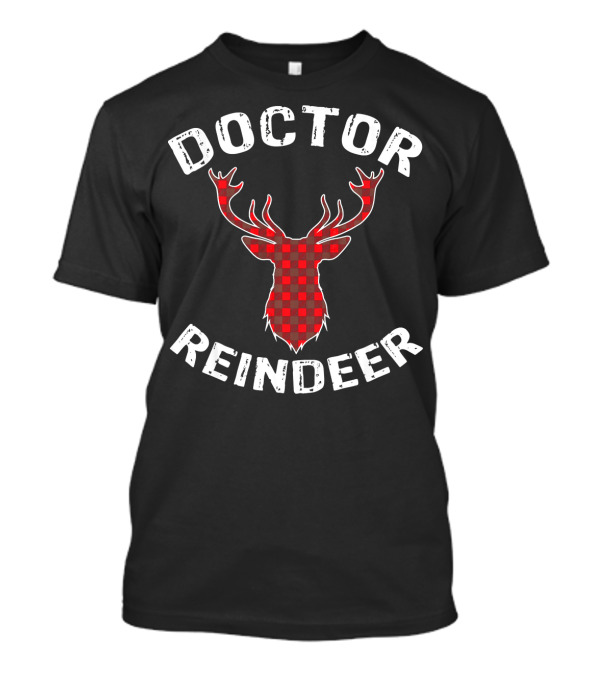 Doctor Reindeer Red Plaid Stag Head T-Shirt