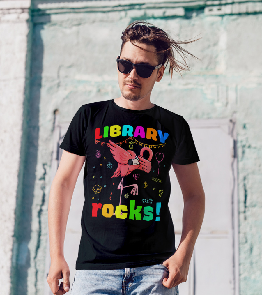 LIBRARY ROCKS DABBING FLAMINGO T-Shirt