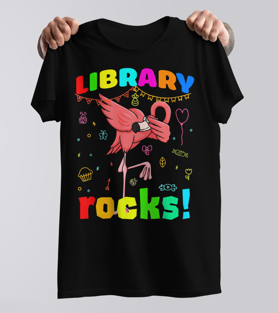 LIBRARY ROCKS DABBING FLAMINGO T-Shirt