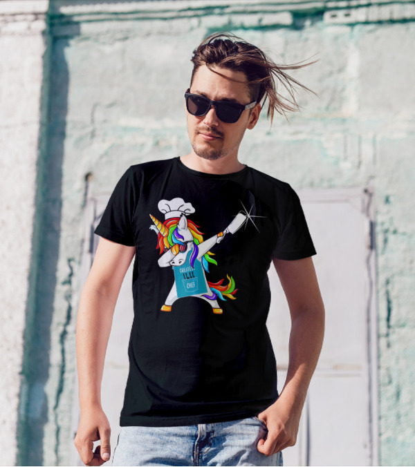 Greatest Chef Unicorn Dabbing With Rainbow Hair And Chef Hat T-Shirt