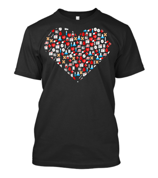 Heart Of Medical Symbols For Nurse And Doctor Humor T-Shirt