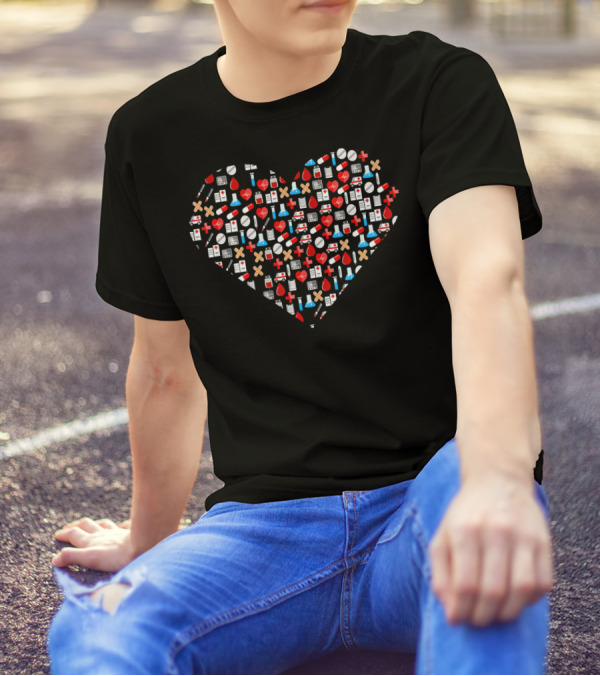 Heart Of Medical Symbols For Nurse And Doctor Humor T-Shirt