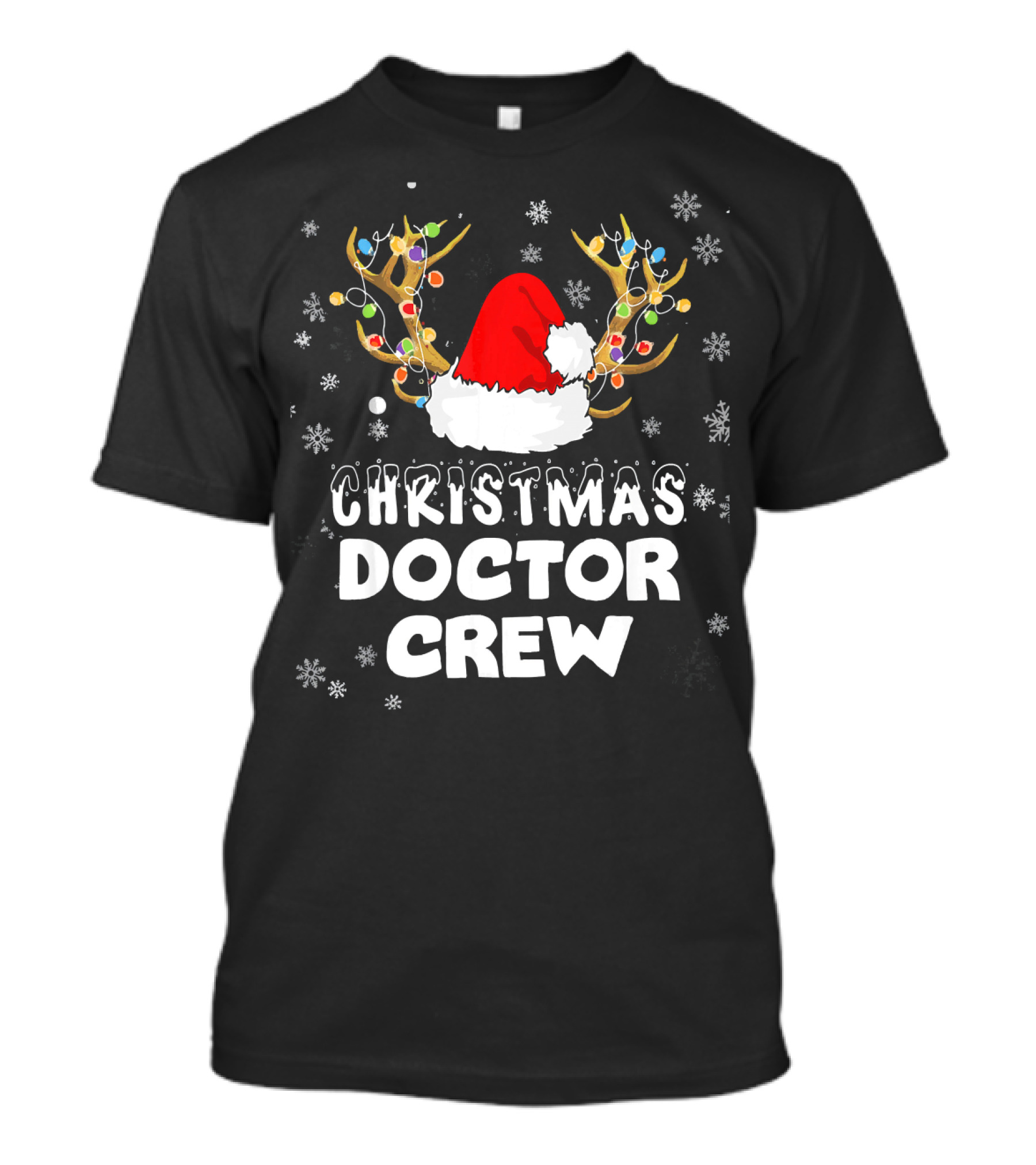 Christmas Doctor Crew Santa Hat Antlers Snowflakes T-Shirt