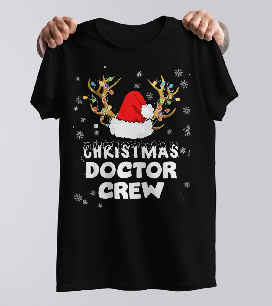 Christmas Doctor Crew Santa Hat Antlers Snowflakes T-Shirt