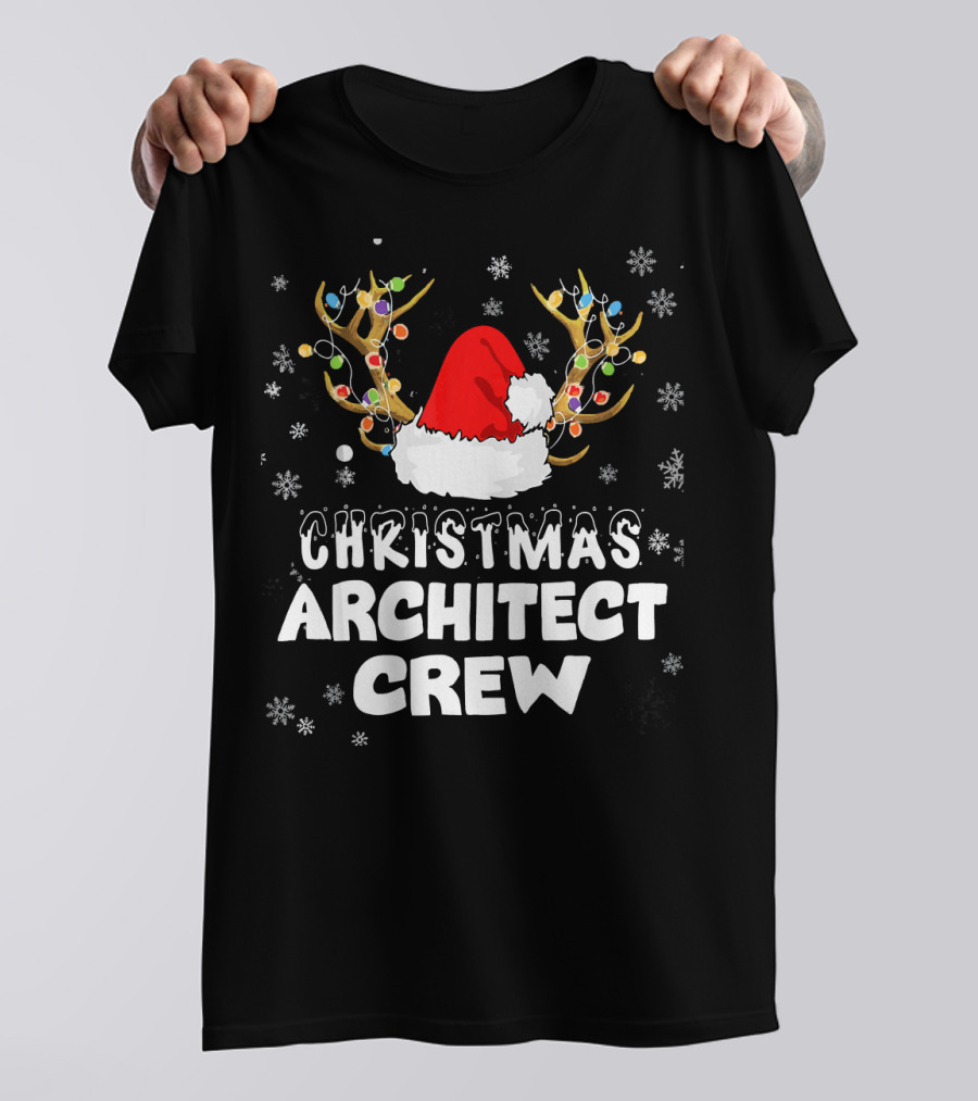 Christmas Architect Crew Santa Hat Reindeer Antlers Snowflakes T-Shirt