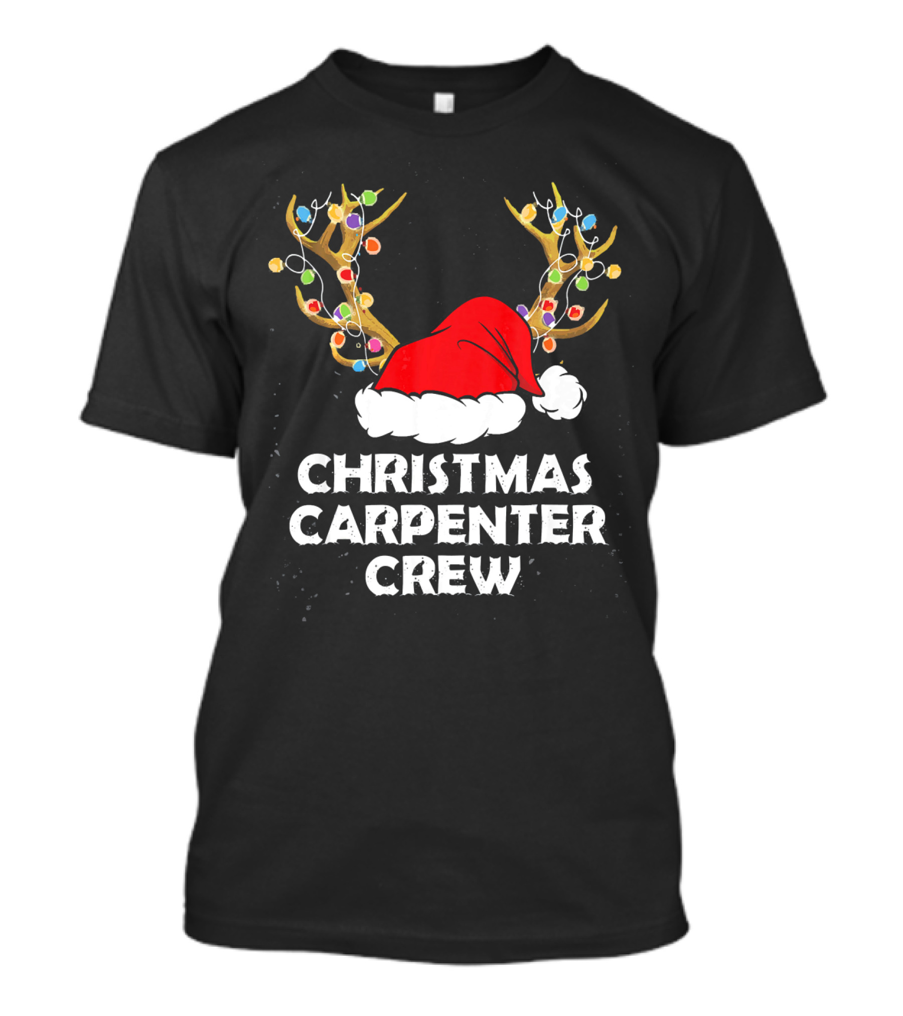 Christmas Carpenter Crew Santa Hat Reindeer Lights T-Shirt
