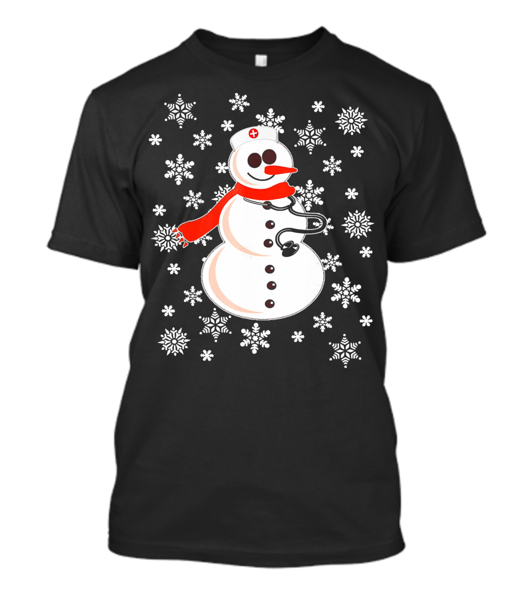 Snowman Nurse Christmas Snowflakes T-Shirt