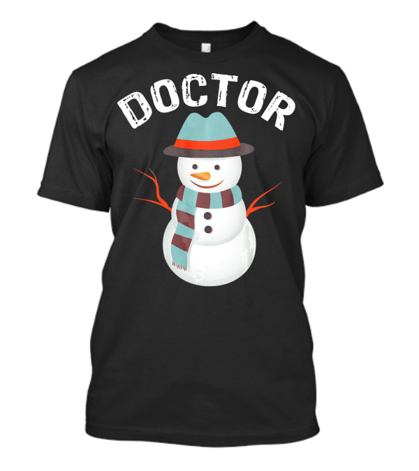 Doctor Snowman Family Group Matching Winter Hat Scarf T-Shirt
