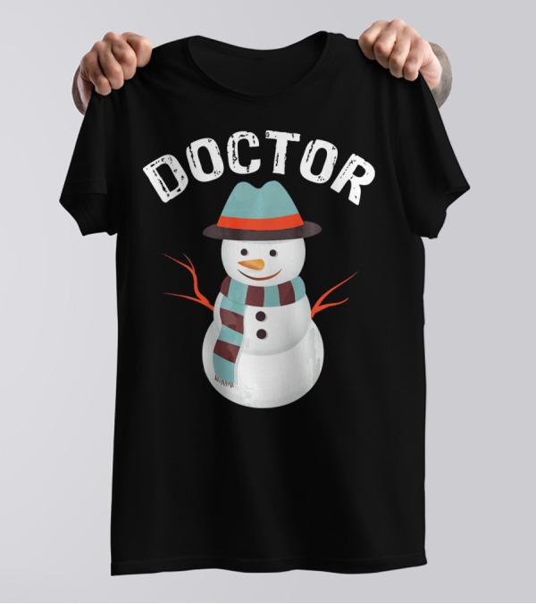 Doctor Snowman Family Group Matching Winter Hat Scarf T-Shirt
