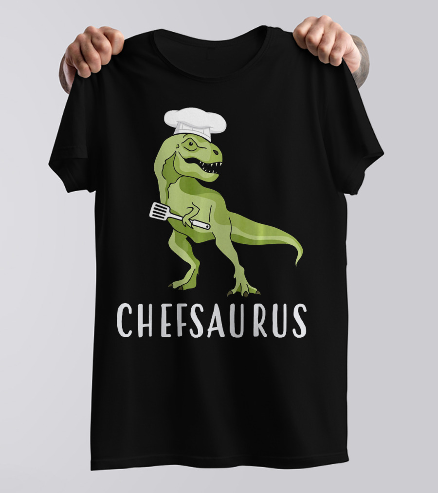 Chefsaurus Dinosaur With Chef Hat And Spatula Cooking Humor T-Shirt