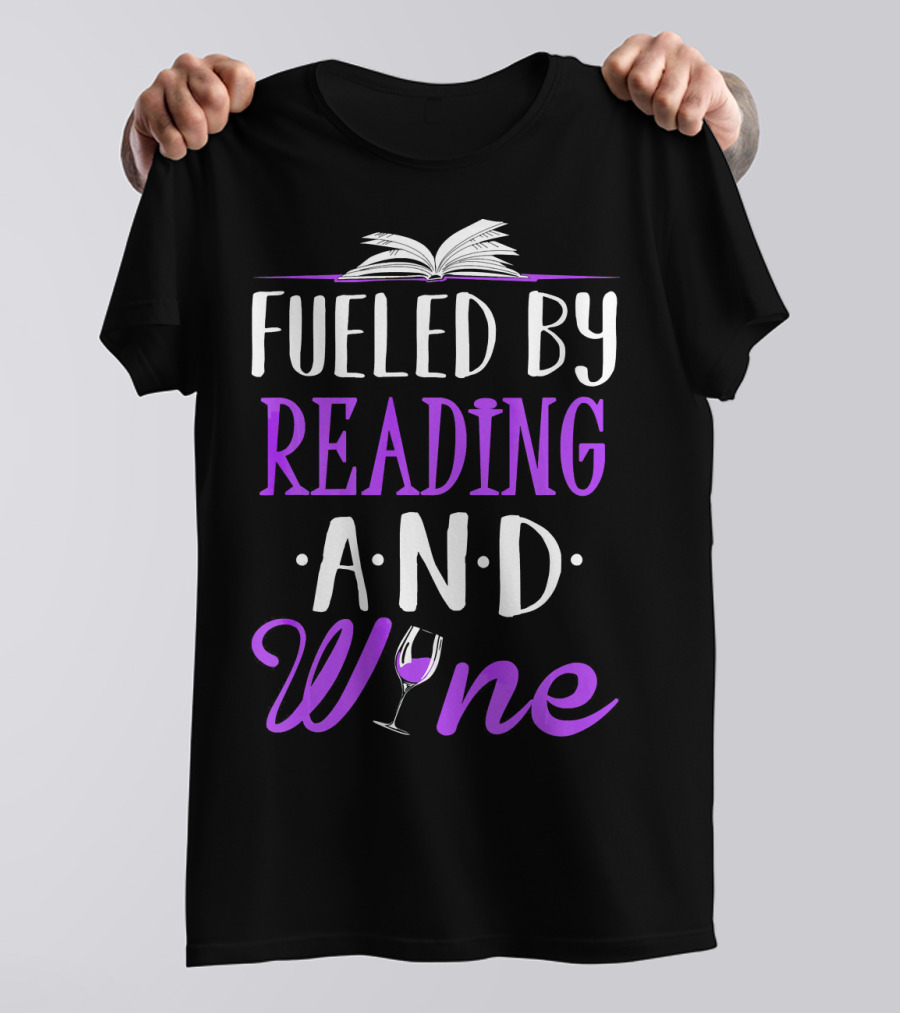 Fueled By Reading And Wine Library Open Book Glass T-Shirt