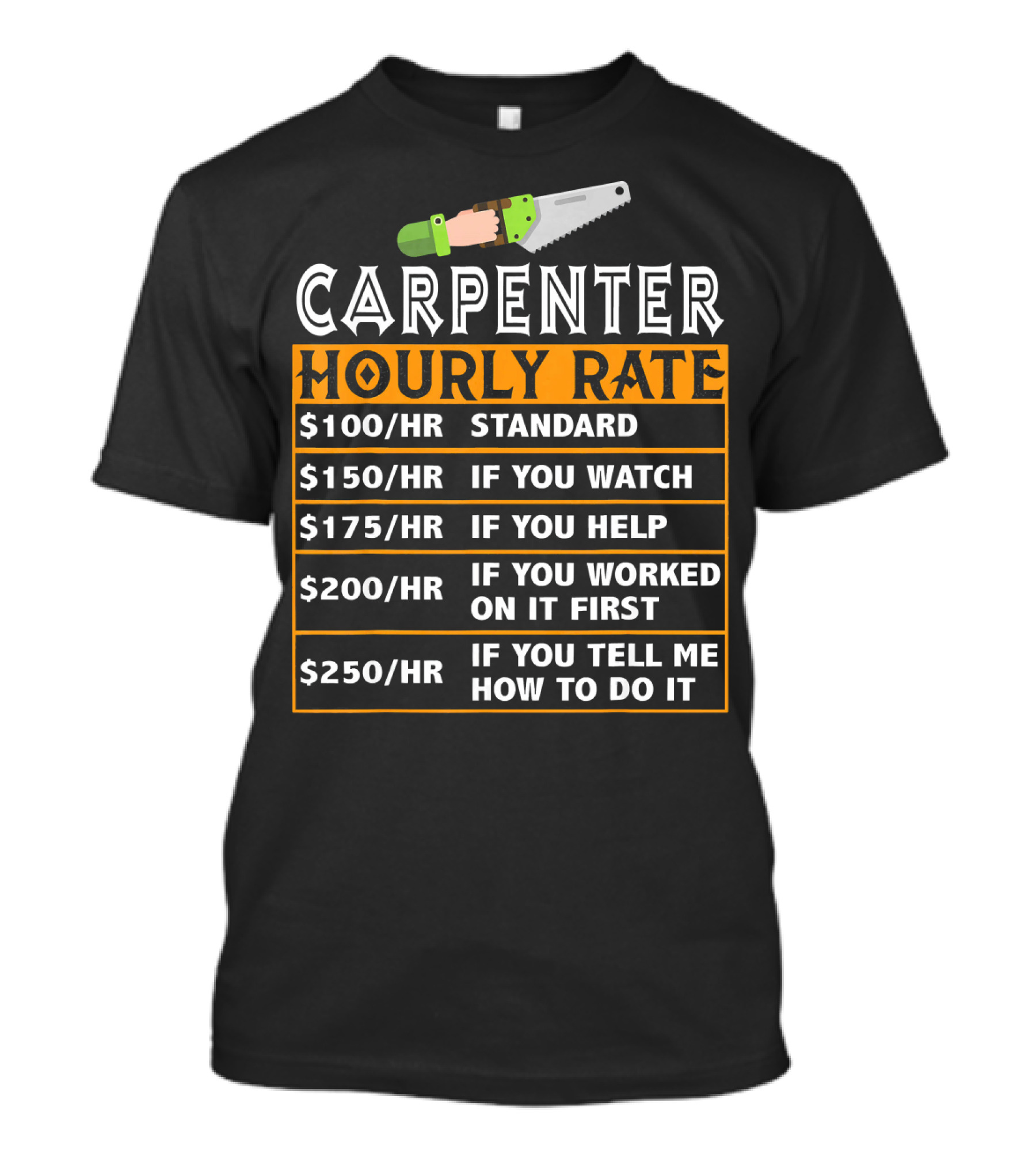 Carpenter Hourly Rate Standard If You Watch Help Worked On It Tell Me How To Do It T-Shirt