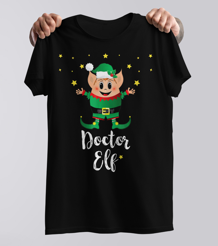 Doctor Elf Festive Christmas Elves Stars T-Shirt