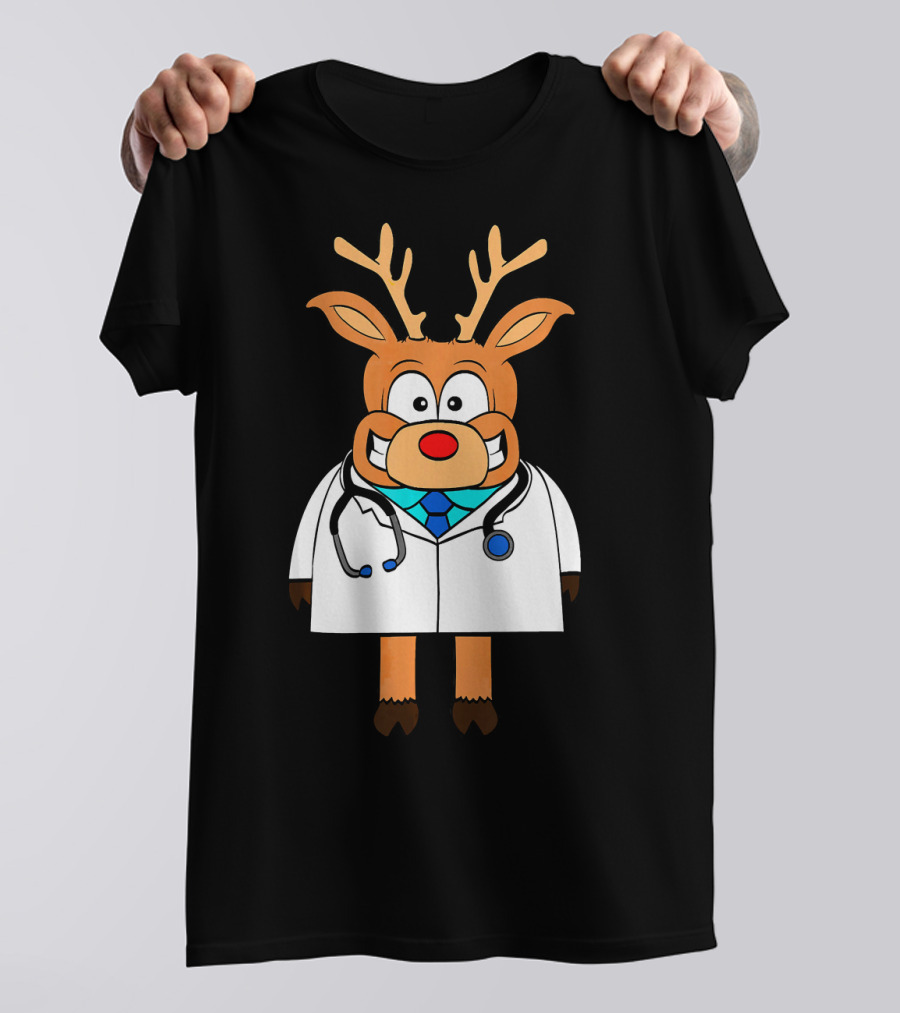 Doctor Deer Stethoscope Hospital Surgery Cartoon Character T-Shirt