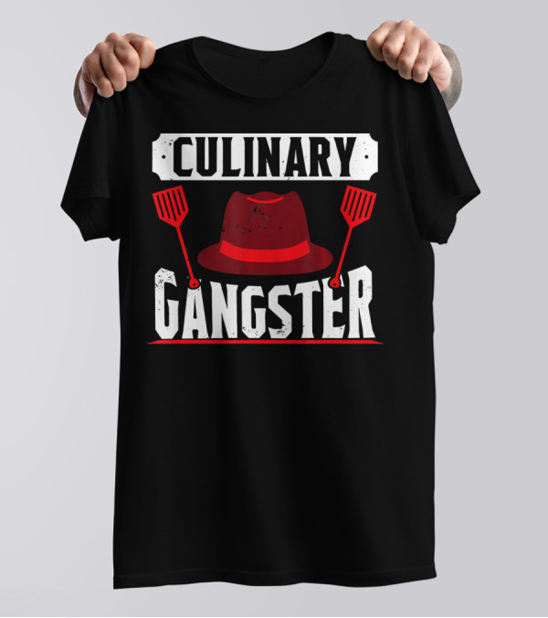 Culinary Gangster Funny Chef Cooking Red Hat And Spatulas T-Shirt